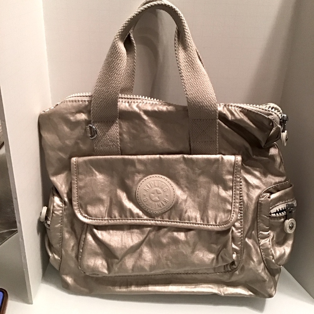 Kiplinger Backpack Silver Tone Great Condition Multiple Compartments & Zippers